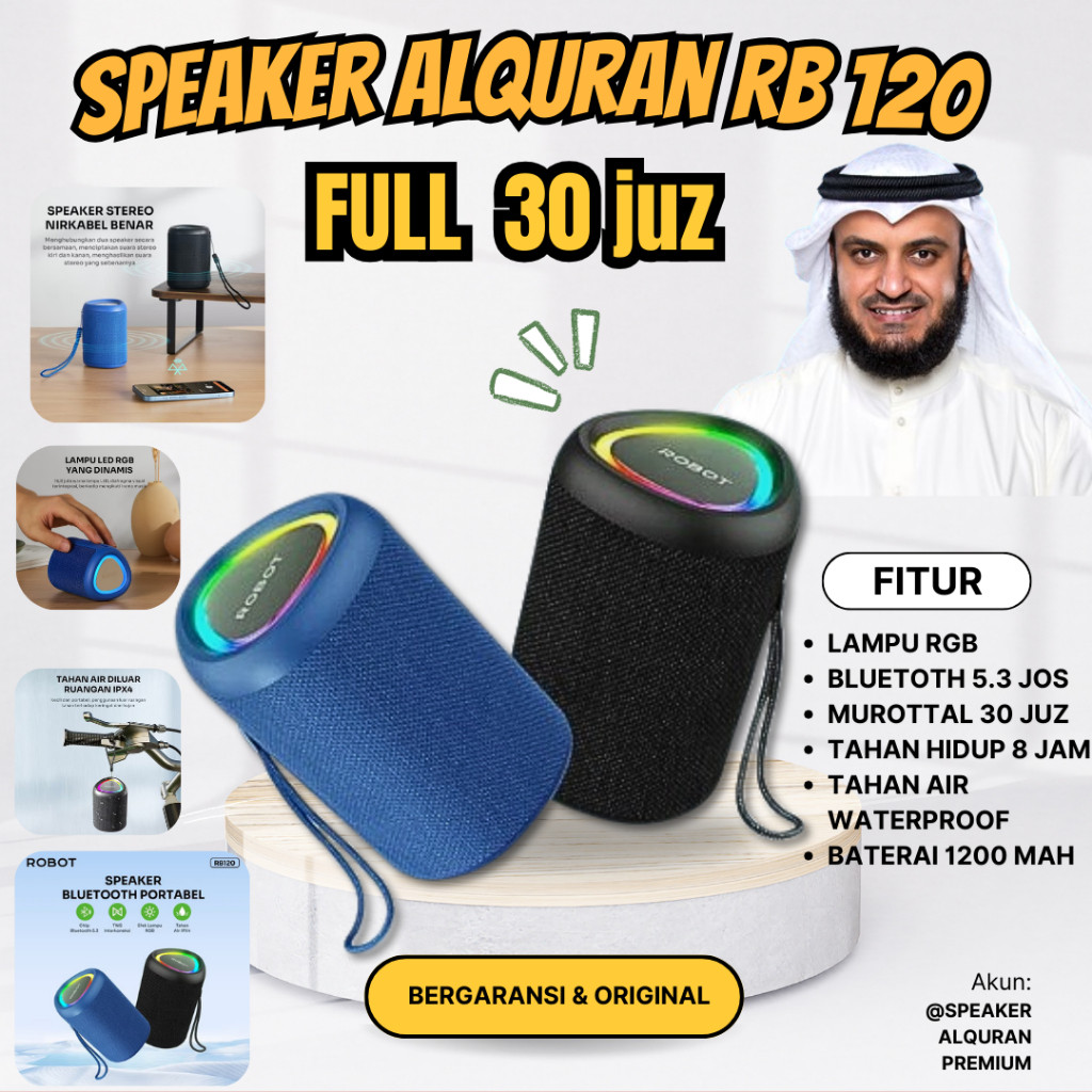 SPEAKER MUROTTAL AL QURAN SPEAKER ROBOT RB 120 KUALITAS PREMIUM RGB BASS