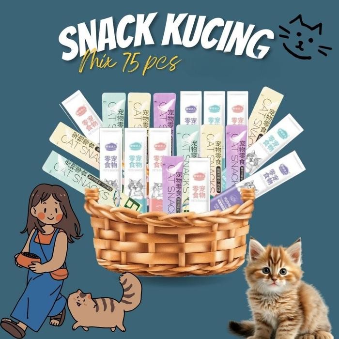 

Snack Mix 75pcs /SNACK KUCING MIX 50PCS /1KG MIX/500GR MIX /Makanan Hewan Pemeliharaan/ Cemilan Kucing Mix - mix 75pcs
