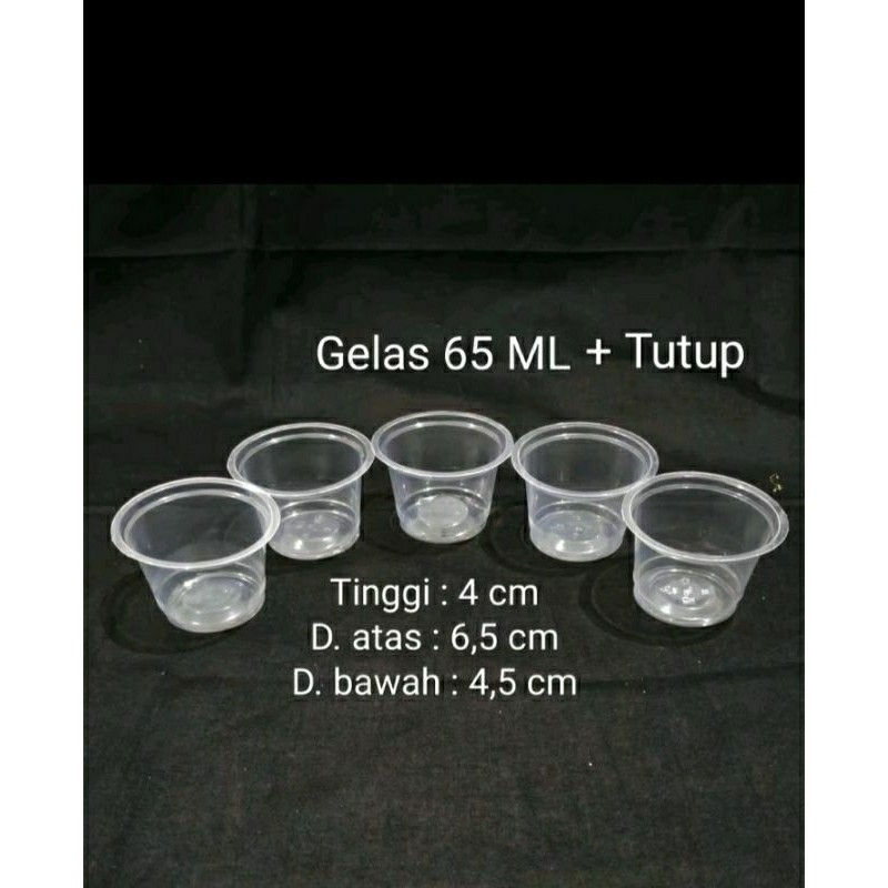 Cup Puding Agar 65ml Isi 50 pcs – Cup Plastik Mini Tutup Bening Untuk Dessert, Jelly, Puding, Es Kri