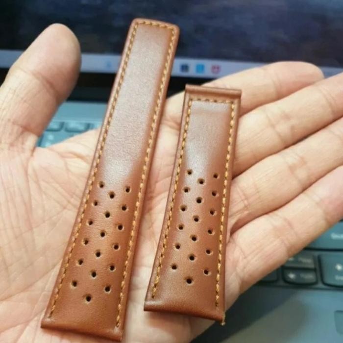 tali strap kulit tag heuer - cokelat tua, 24mm