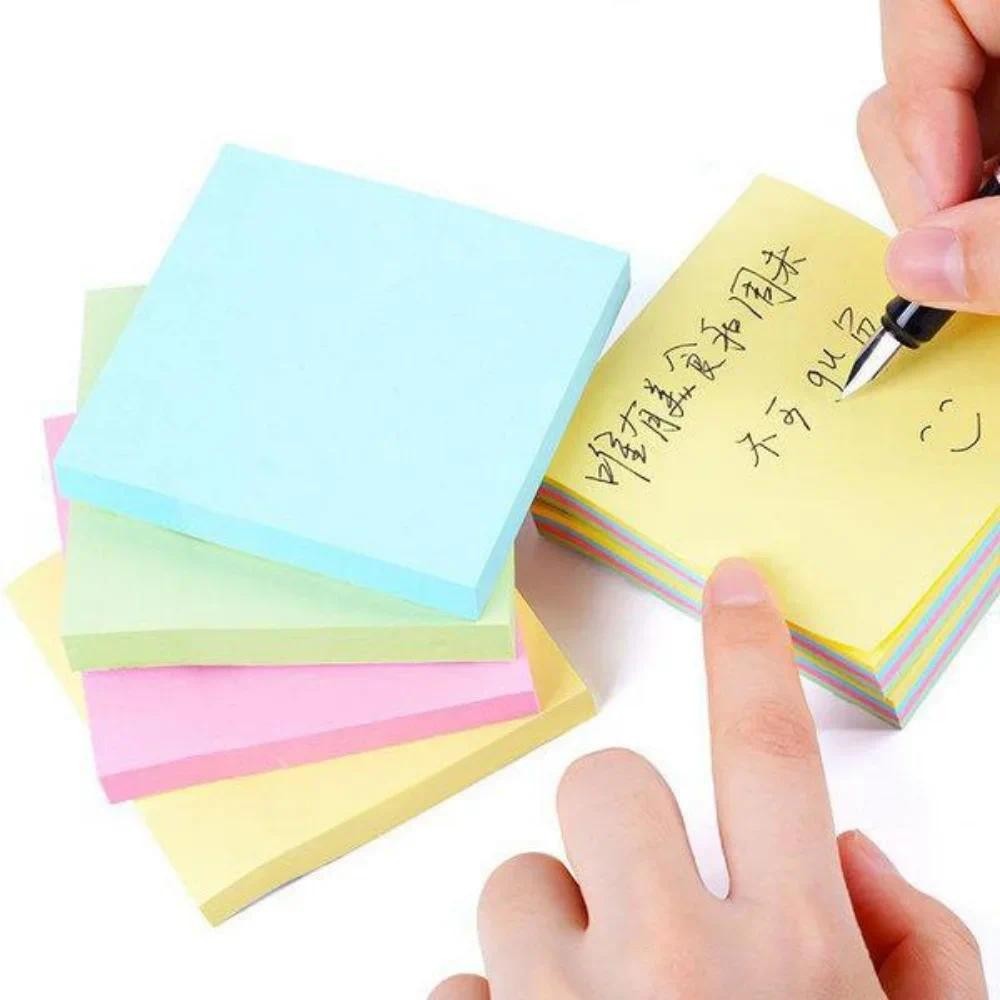 

Colorful Memo Pad Sticky Notes 100 Sheets Self Adhesive Note Paper Office School Stationery Pocket Notepad for Work Study