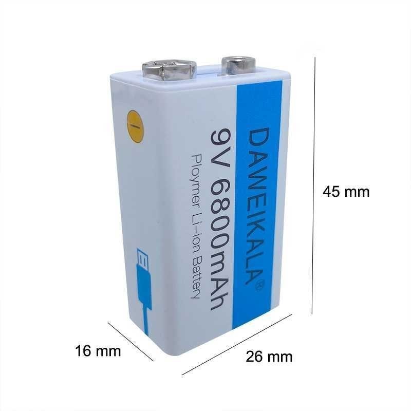 Banana Sport Baterai 9V Rechargeable Usb Type-C 6800 Mah 9V / Baterai 9V Rechargeable Volt Bisa