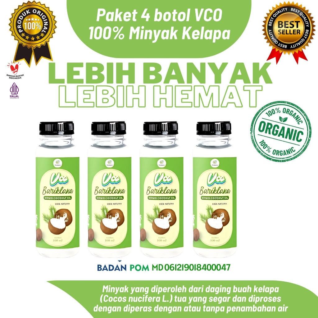 

[Paket 4 Botol] VCO Bariklana minyak kelapa murni 100% - Coconut Oil 100% - kemasan 100ml