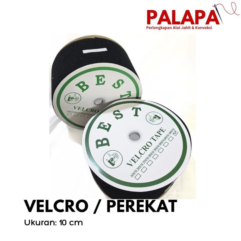 Velcro perekat 10cm warna hitam (1 Set kasar dan halus)