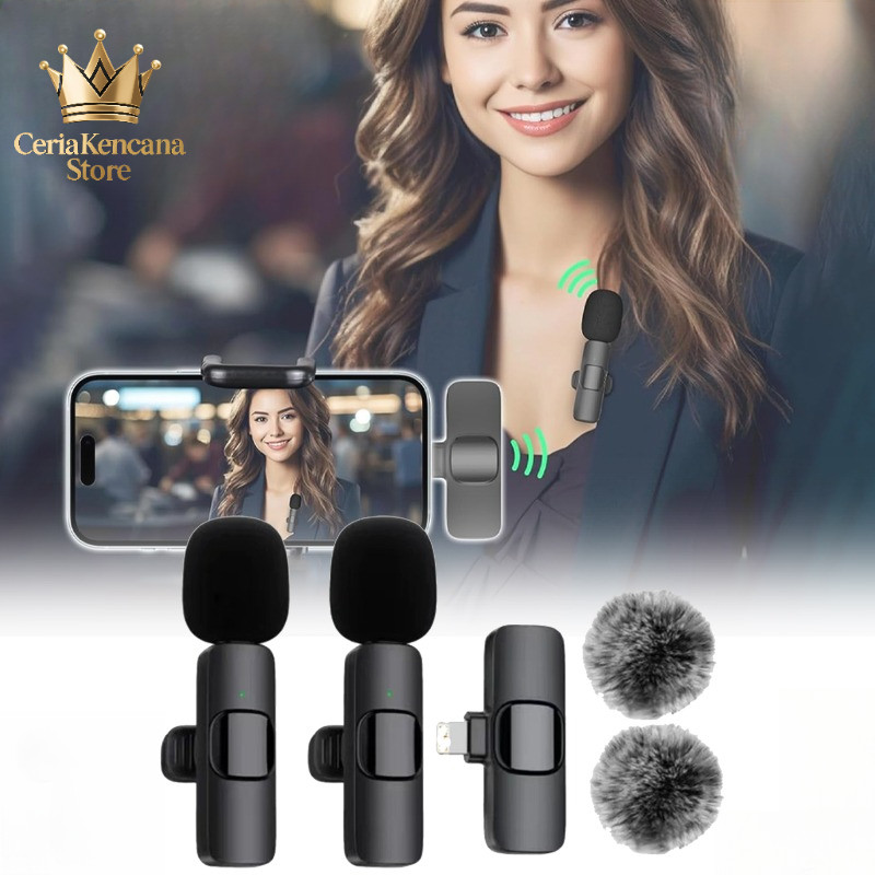 Dual Mic Clip On Wireless K9 Portable Bluetooth Plug & Play Mic Clip On Hp