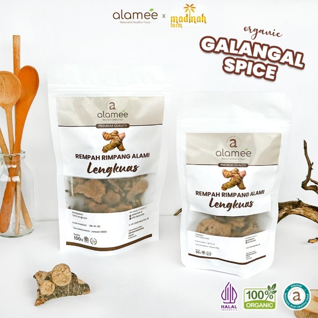 

ALAMEE Lengkuas Kering Dried Galangal Iris Rempah Organik Alami Bumbu Seasoning Masakan Masak 100gr madinah