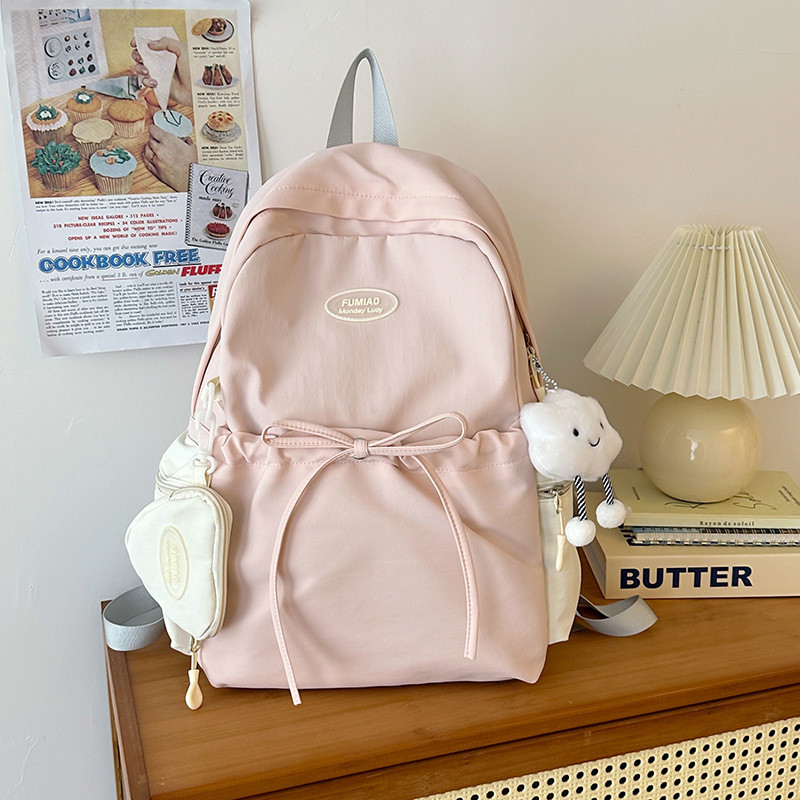 Tas Ransel Backpack Polos Fashion Tas Ransel Pastel Riby Korean Nilon Backpack Polos