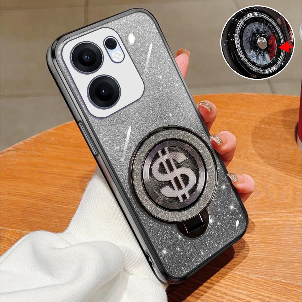 Casing Hp Oppo Reno 13F 13 Pro 4G 5G Soft Case Glitter Ring Dollar Wireles Premium