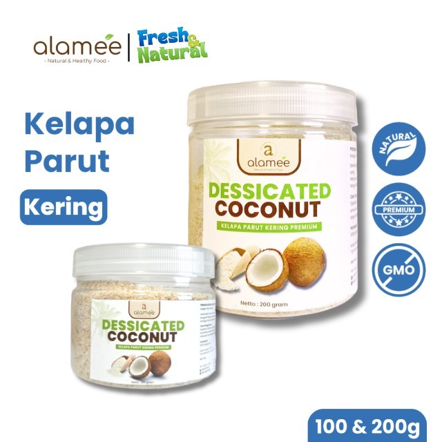 

ALAMEE Dessicate Coconut Kelapa Parut Kering Coconut Flakes Topping Kue Kelapa Kering 200gr fresh and natural