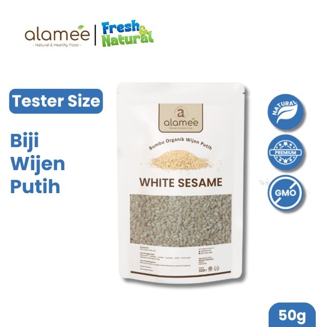 

ALAMEE Wijen Putih White Sesame Seed Bumbu Dapur Organik Masak Rempah Tanpa Campuran 50g fresh and natural