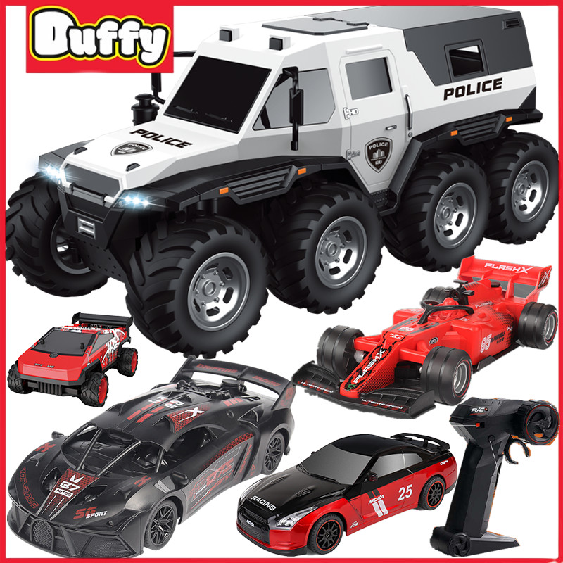 Duffy toys  Mobil Polisi Remote Control Off-Road 8 Roda / Mobil Drift Remote Control Dengan Semprota