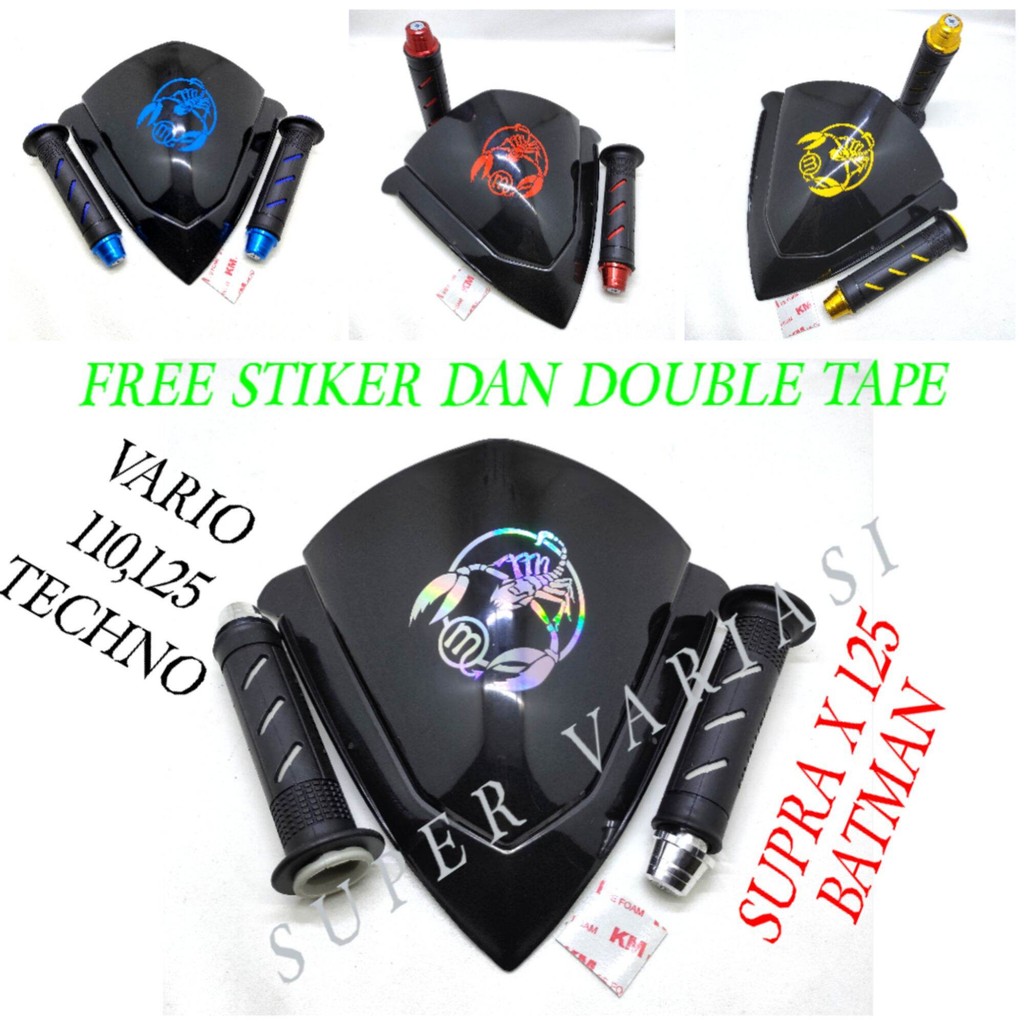 Visor Hitam Stiker Scorpio Vario 125 Old lama supra x 125 vario 125 Old Techno+Handgrip Sisik+ Jalu 