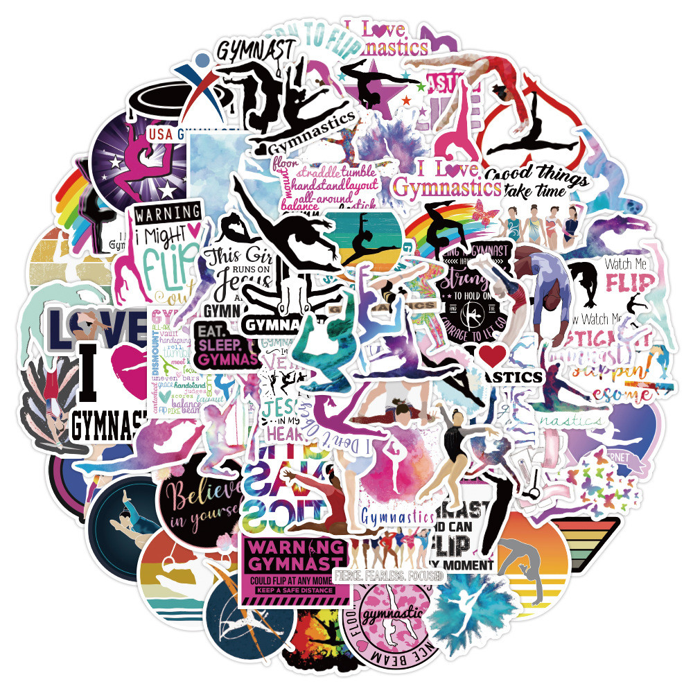 

50/100Pcs New Gymnastics Art Sports Graffiti Stickers Luggage Laptop Motorcycle PVC Waterproof Car Stickers Aesthetic