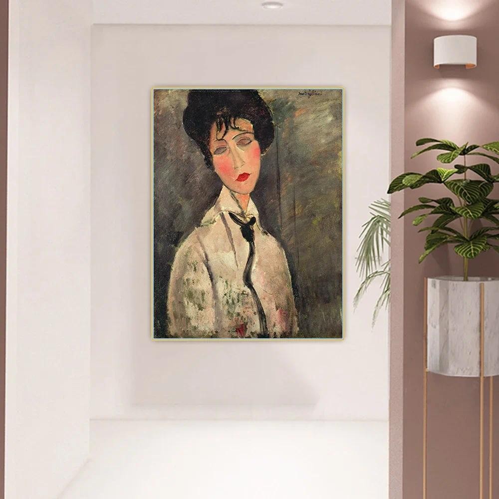 

Amedeo Modigliani " Woman With Black Tie " Canvas Art Oil Painting Artwork Poster Picture Wall Hanging Decor Home Decoration