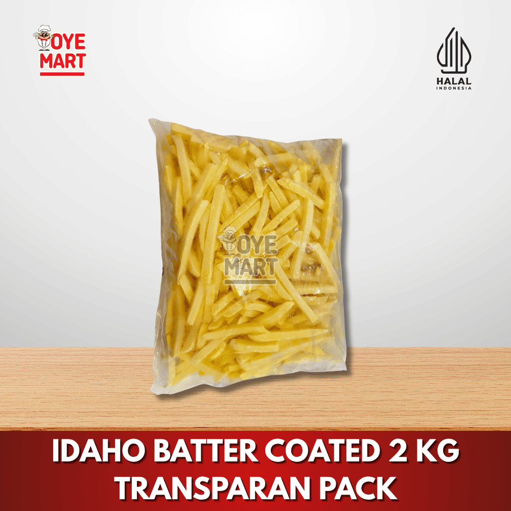 

IDAHO BATTER COATED 2 KG TRANSPARAN PACK /KENTANG GOREG BEKU/FRENCH FRIES