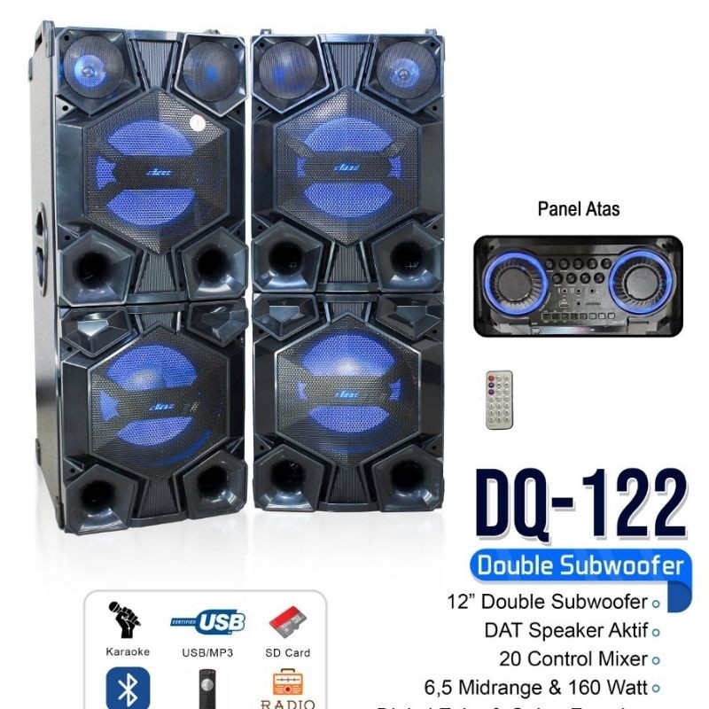 Speaker Aktif DAT DQ 122 Bluetooth Double 12 inch x4 Sound System Active DAT DQ122 Original