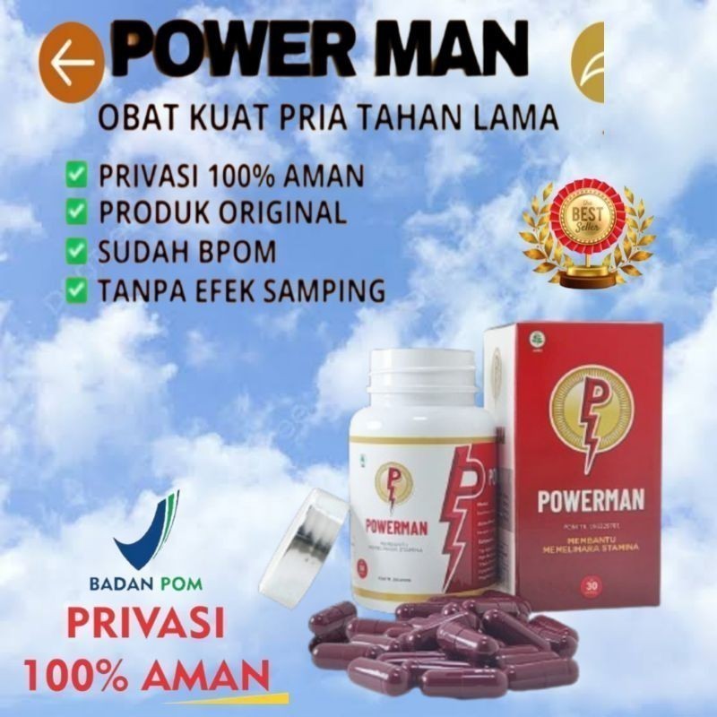 100% ORIGINAL kapsul Obat herbal kuat pria POWERMAN BPOM obat kuat pria tahan lama original100%