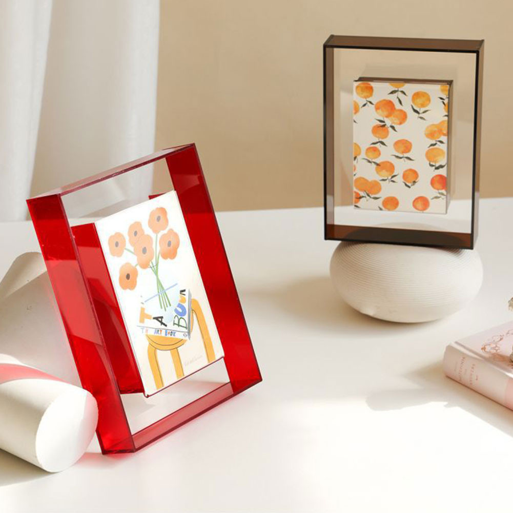 

5 Inch Acrylic Double-sided Transparent Photo Frame Suspended Poster Mounting Wall Hanging Picture Display Stand Tabletop Decor