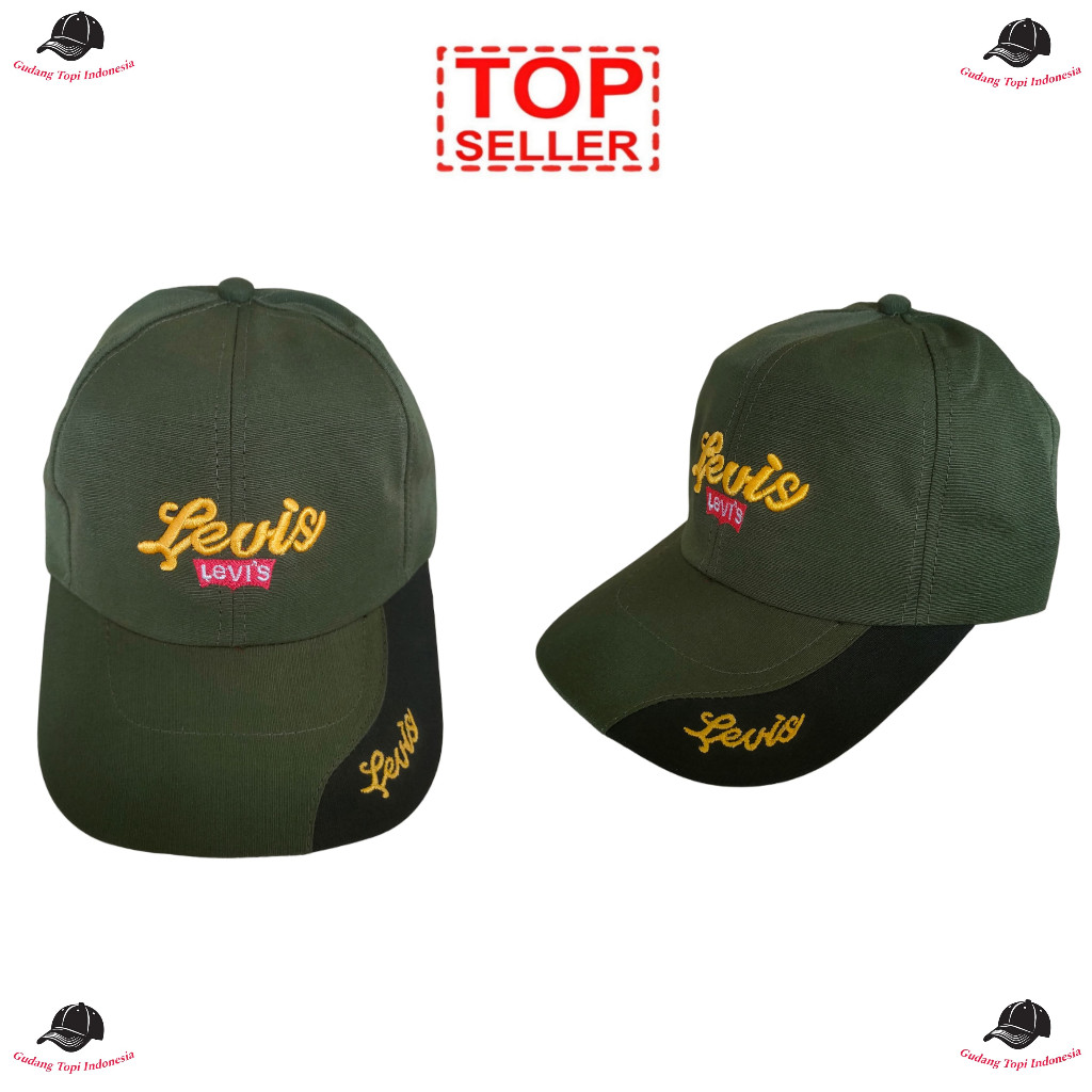 Topi Bisbol Distro Bordir Levis Top Seller / Topi Baseball Terbaru / Topi Pria Wanita / Topi Distro