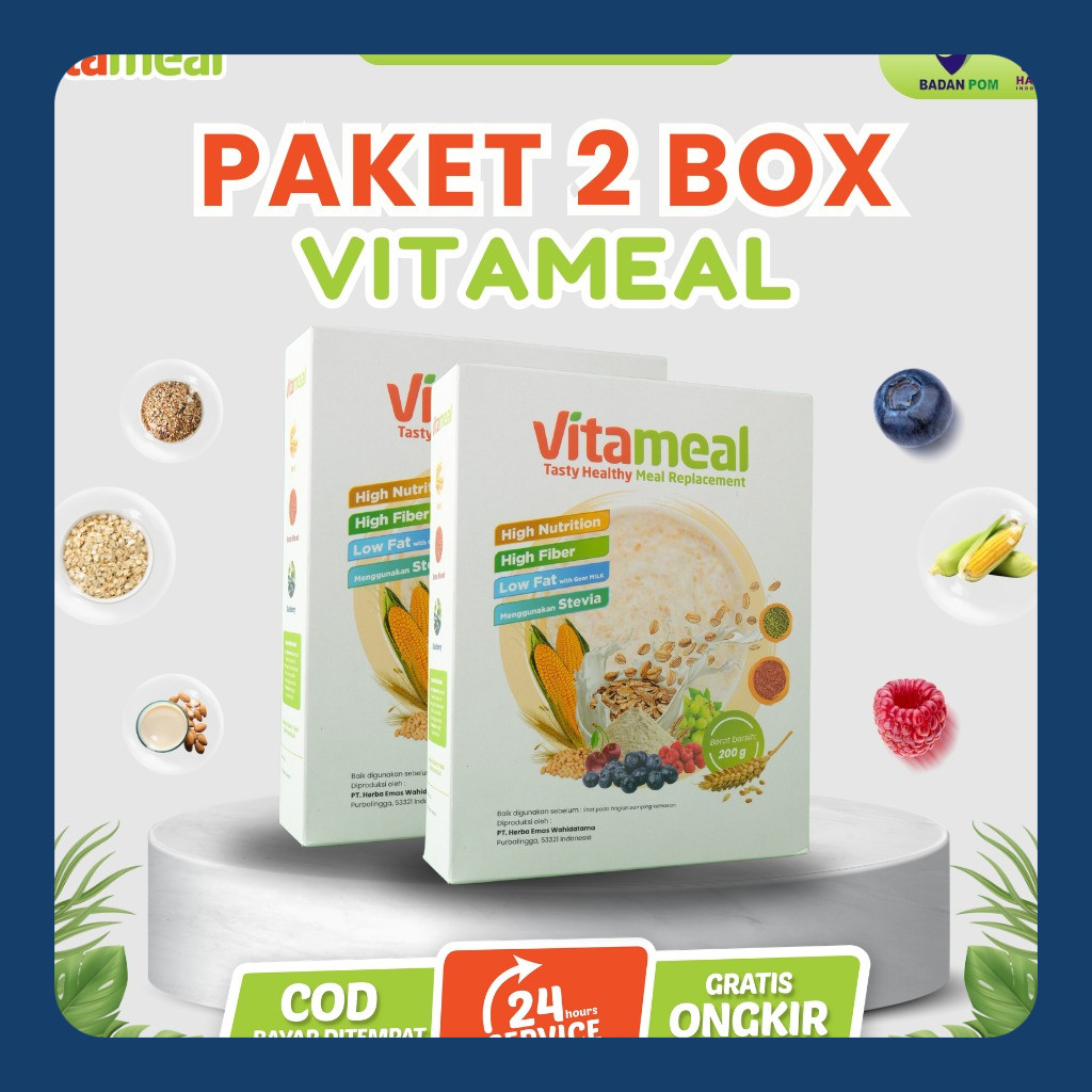

[ GARANSI ] Vitameal Paket 2 Box Sereal Sehat Multigrain Ampuh Menurunkan Gula Darah Tinggi Mencegah Diabetes Kolesterol Asam Lambung Maag VETAMEAL GERD