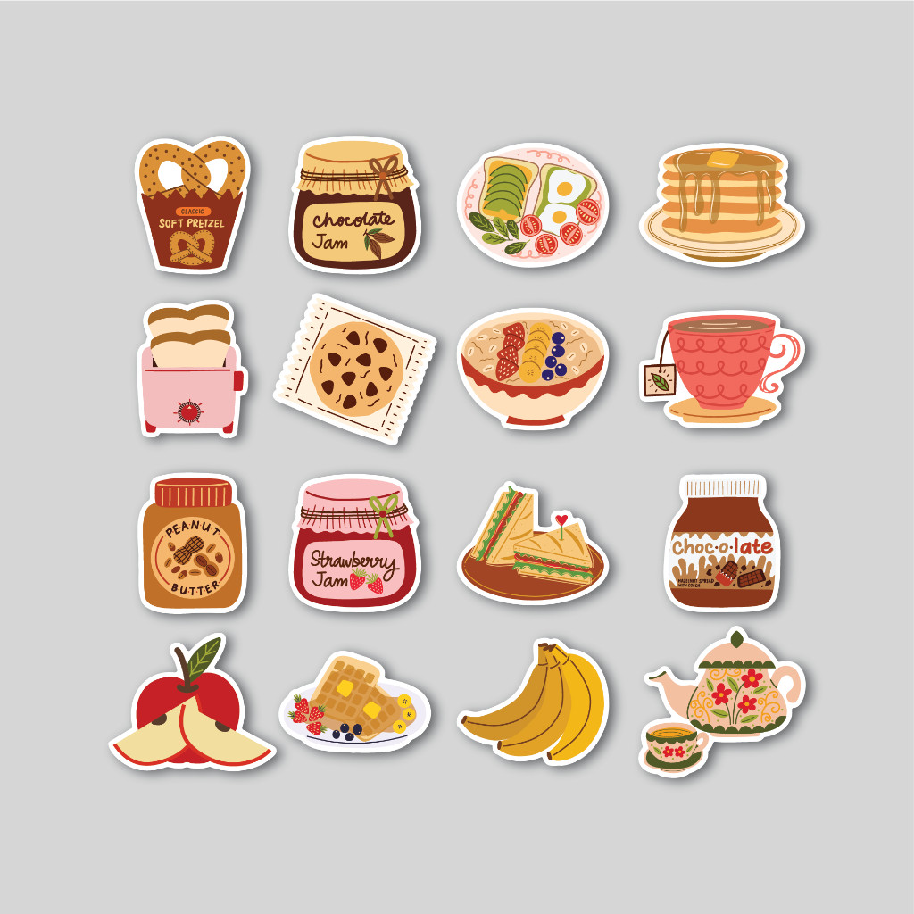 

Sticker Pack Breakfast Favorite Set | Sticker Tumblr | Stiker Laptop Koper Helm