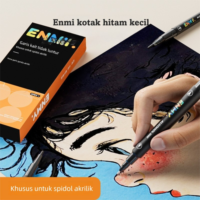 

ENMYPena Penggambar Pola 5pcs Pen Marker Dual-Tip Pen Garis Tidak Luntur