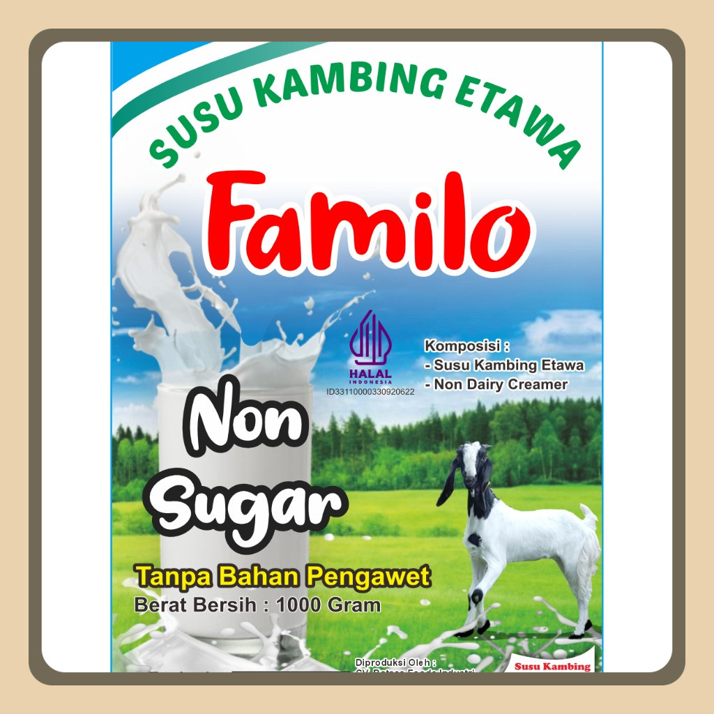 

Susu Kambing Etawa Familo Non Sugar 1 KG Alufoil
