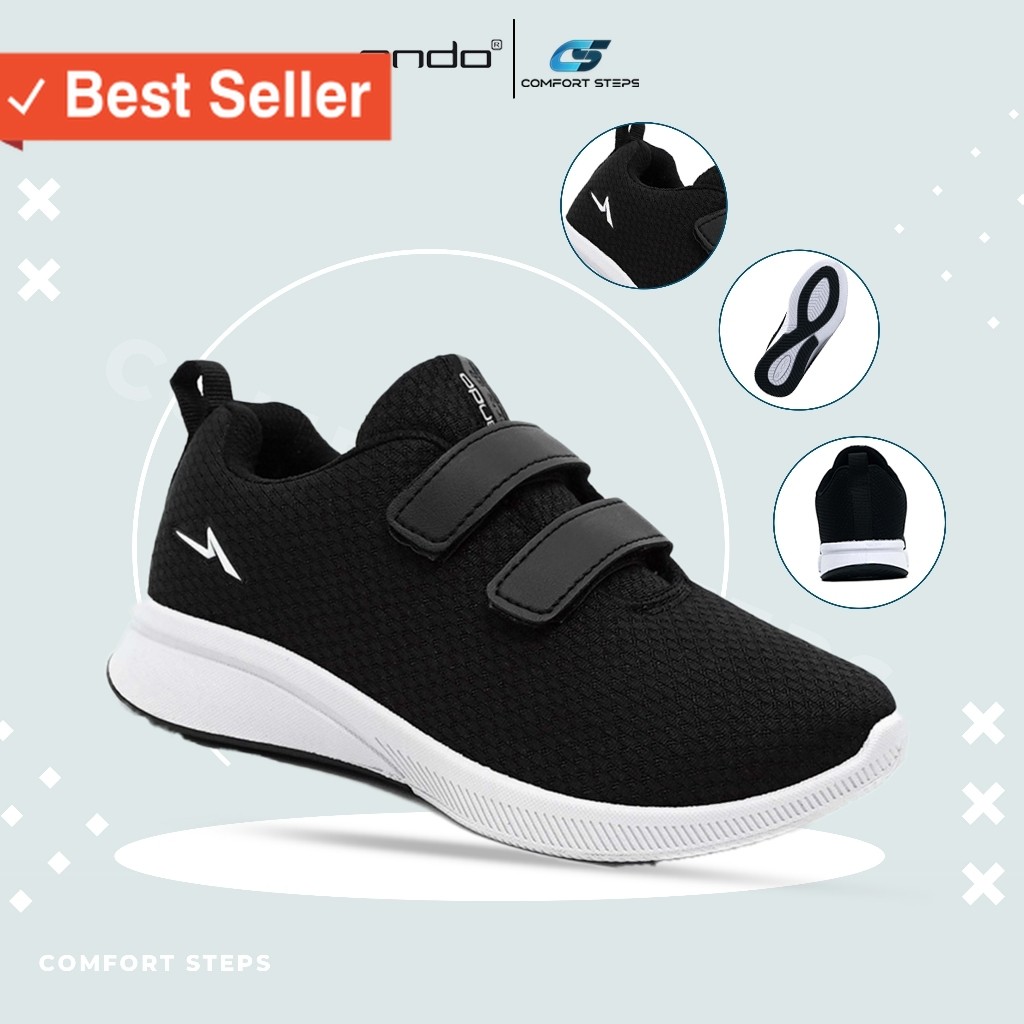 Sepatu Sekolah Kekinian Keren Murah / SEPATU ANDO SNEAKERS SEKOLAH PEREKAT ANAK LAKI-LAKI / PEREMPUA