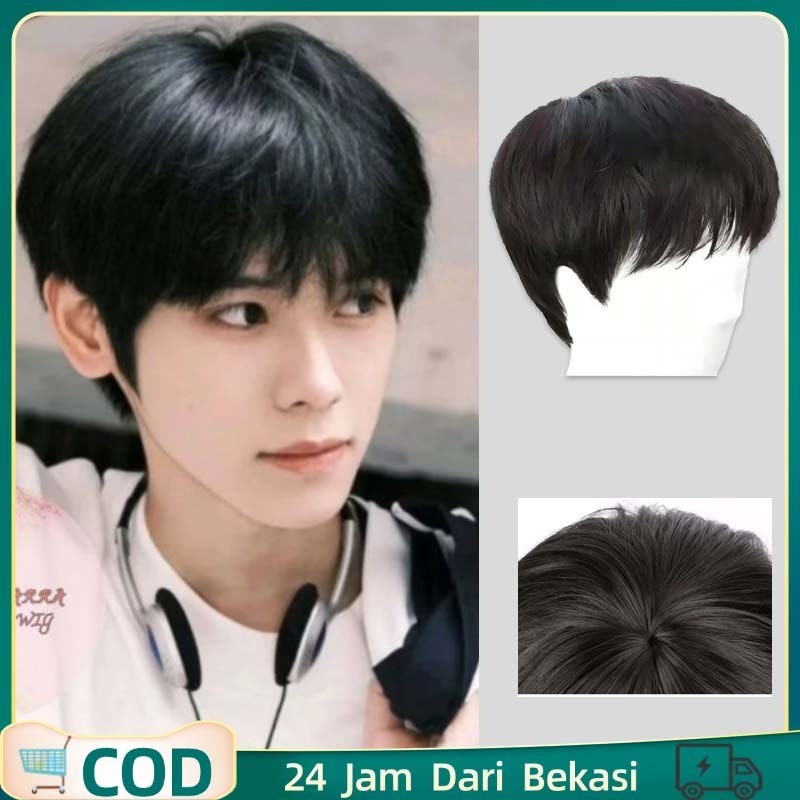 Wig Pria Pendek / Wig Pendek Cowok / Wig Rambut Pria Pendek / Korea Rambut Palsu Pria