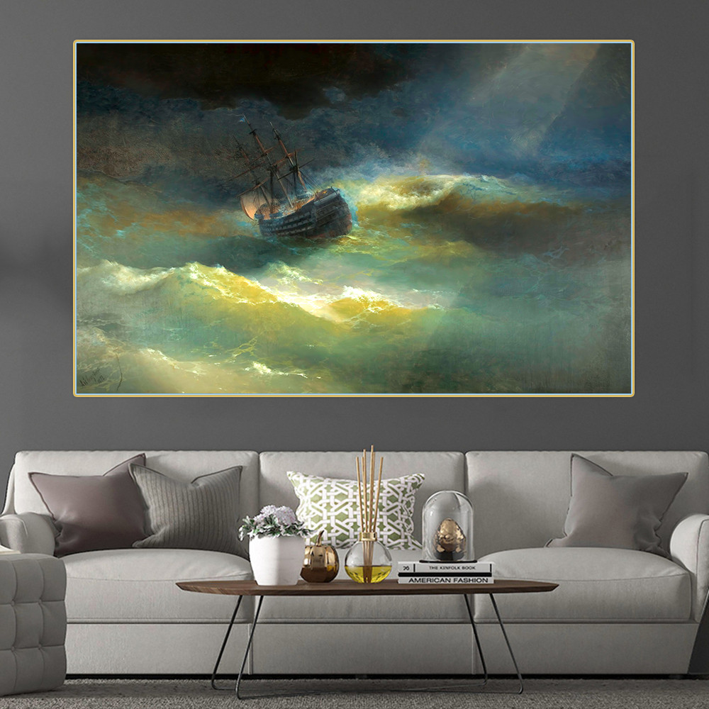 

Citon Ivan Aivazovsky《The ship Maria in the storm》Canvas Art Oil Painting Art Poster Picture Wall Decor Home Interior Decoration