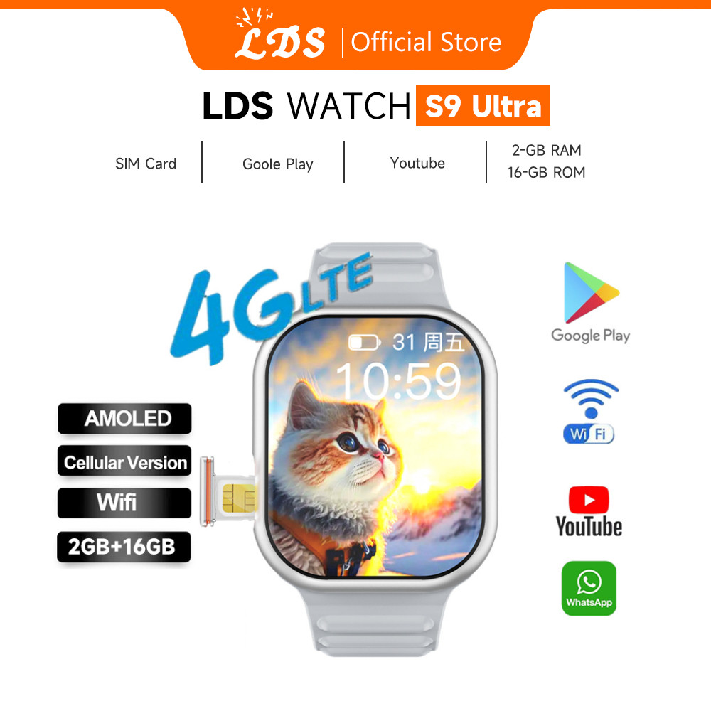 [4G Sim card] LDS Smartwatch S9 ULTRA 4G & 5G | RAM 4 / 64GB | SIM CARD | Bisa Nonton Youtube | Bisa