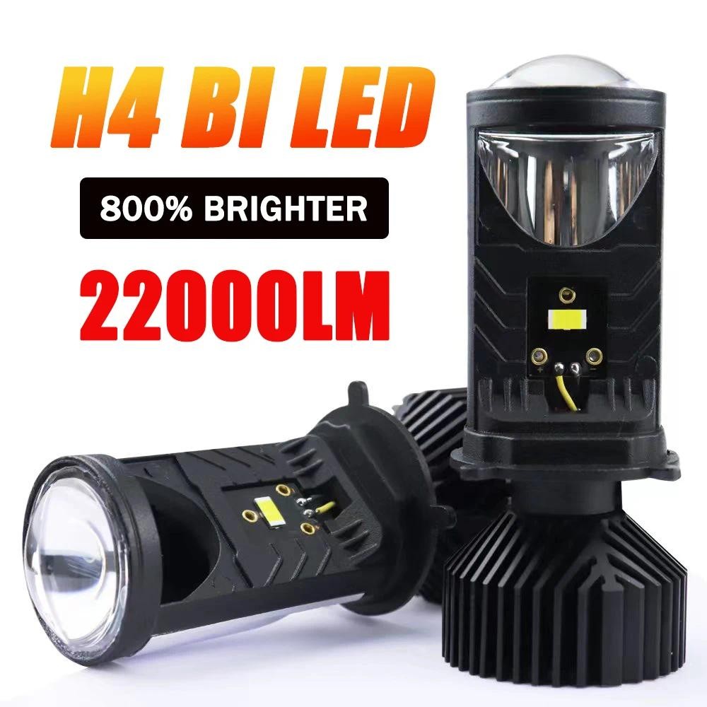 KEVANLY Y6 Lensa Proyektor LED H4 Lampu Depan Mobil Lampu Depan LED Canbus 6000K Bohlam Lampu Sorot 