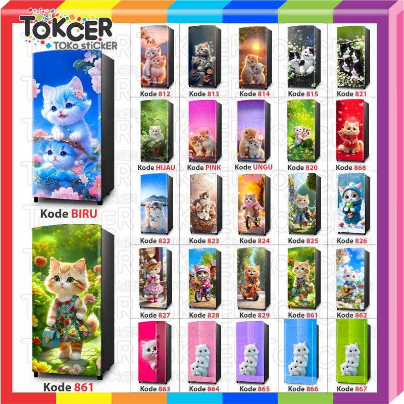 

Stiker Kulkas Gambar Kucing uk 1 Pintu 60x120cm atau 2 Pintu Standar 60x150cm Sticker