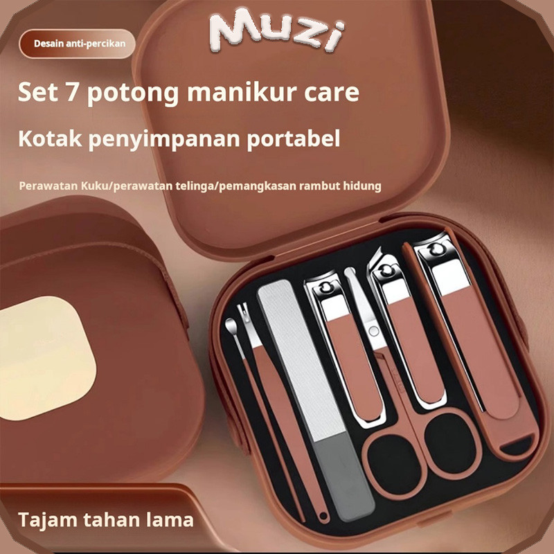 Set pemotong kuku anti cipratan, set pemotong kuku genggam portabel untuk rumah tangga