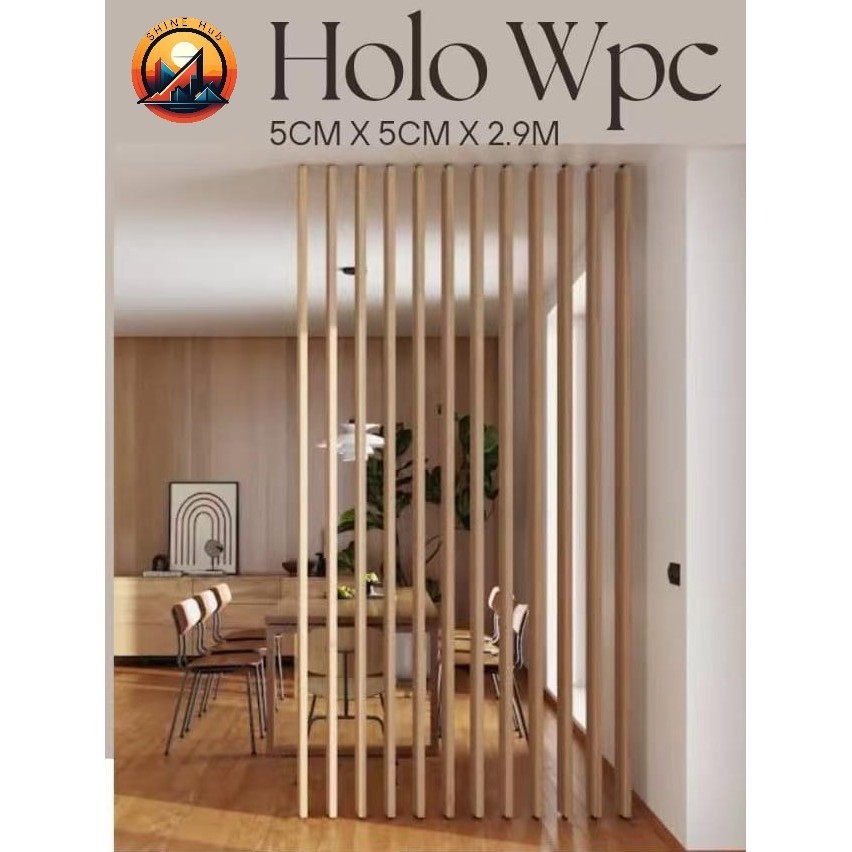 WPC Hollow Tube Partisi Kisi Kisi Square Indoor Ukuran 5x5 Cm Harga Per Batang/Holo WPC