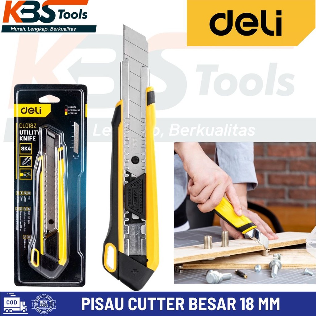 

Cutter Pisau Besar 18mm SK4 Bahan ABS+TPE EDL018Z Deli Utility Knife