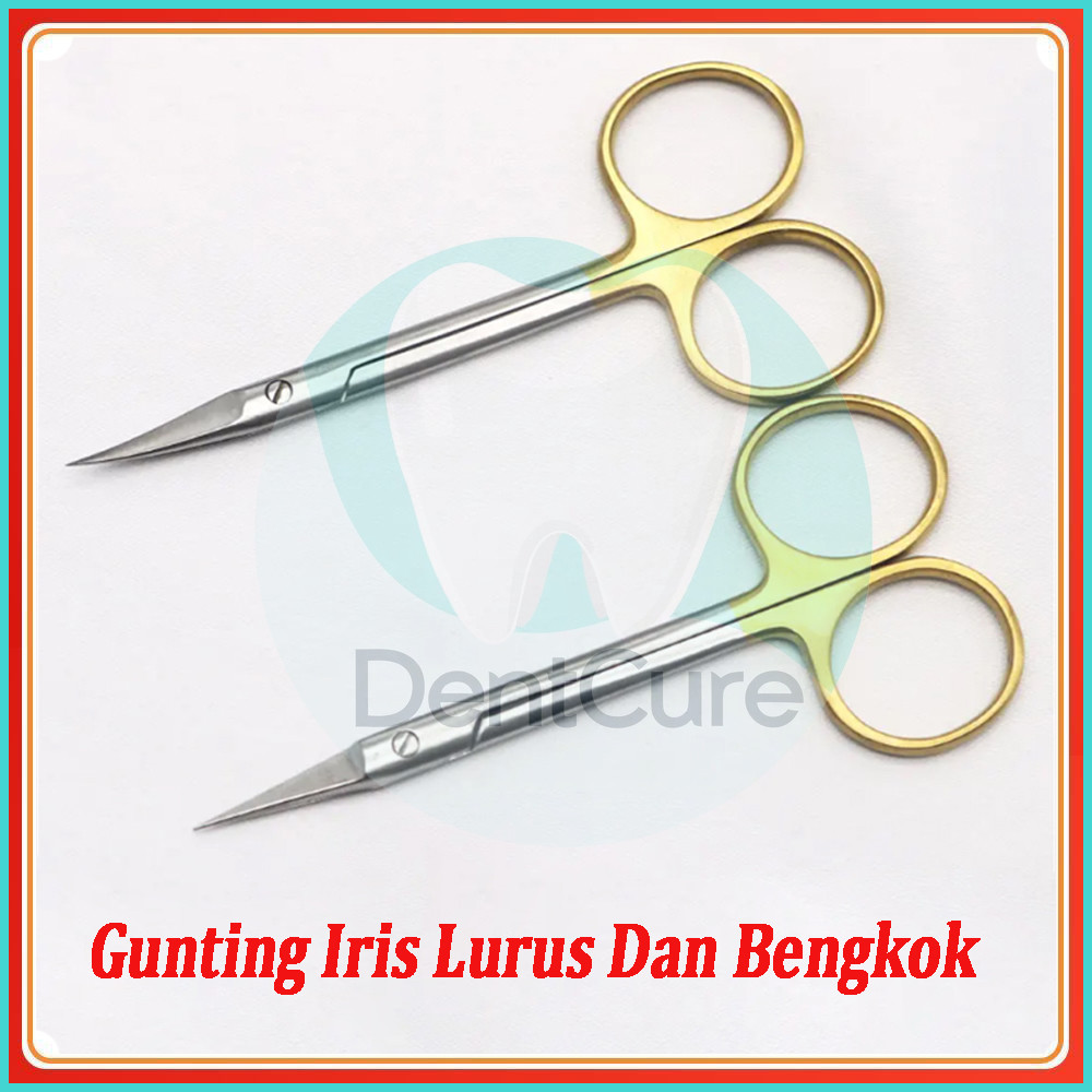 Marwa Gunting Iris Lurus Bengkok Gunting Iris Tajam Tajam Gunting Iris Ukuran 11,5 cm Operating Scis
