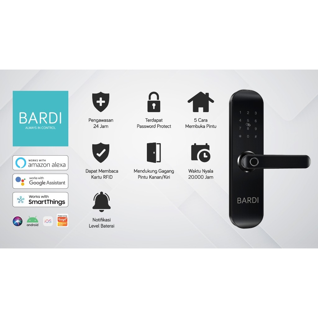 New BARDI Door Lock / LITE Smart Handle RFID Fingerprint Gagang Kunci Pintu Pintar Digital Code Otom