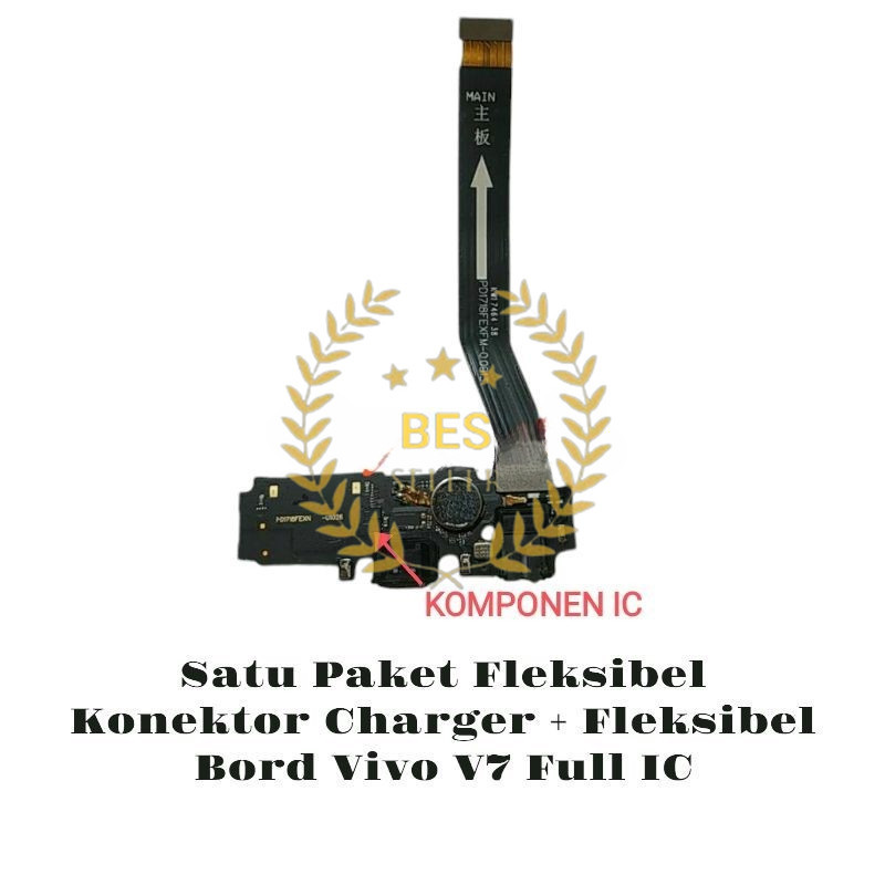 Satu Paket Fleksibel Charger + Board Vivo V7 ORIGINAL FULL KOMPONEN IC + Viberator Sipker Bulat Flex