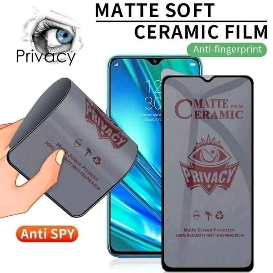 Ceramic Matte Spy Realme C30, Realme C31, Realme C33, Realme C35 Anti Gores Keramik List Hitam