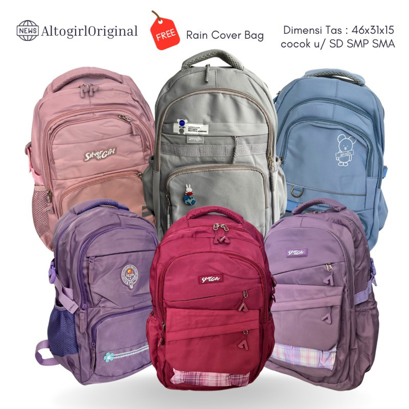 Alto Girl Tas Sekolah Anak Perempuan Import Brand Silver Girl untuk SD SMP SMA