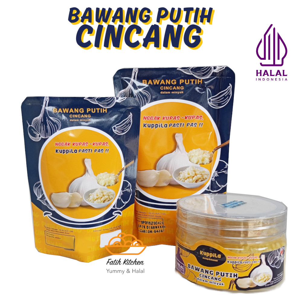 

KUPPILA Bawang Putih Cincang Dalam Minyak Kemasan Pouch & Jar Instan Siap Masak Minced Garlic In Oil