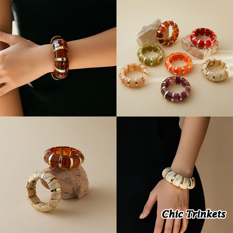 [Chic Trinkets]Gelang Akrilik Antik Jenis Kelamin Temperamen Sederhana Gelang Indera Premium Serbagu