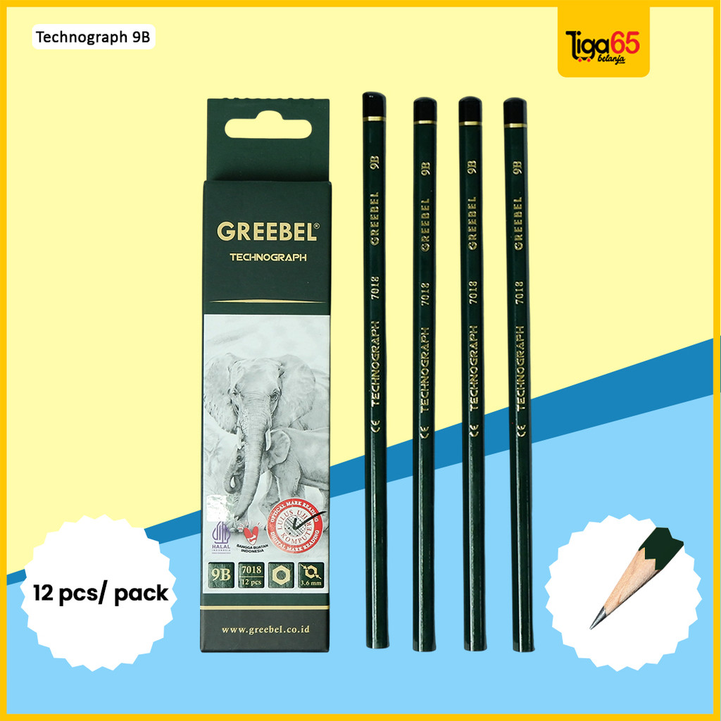 

GREEBEL Pensil Kayu 9B 7018 (12PCS/SET) / Alat Tulis Ujian Sekolah / Pensil Gambar