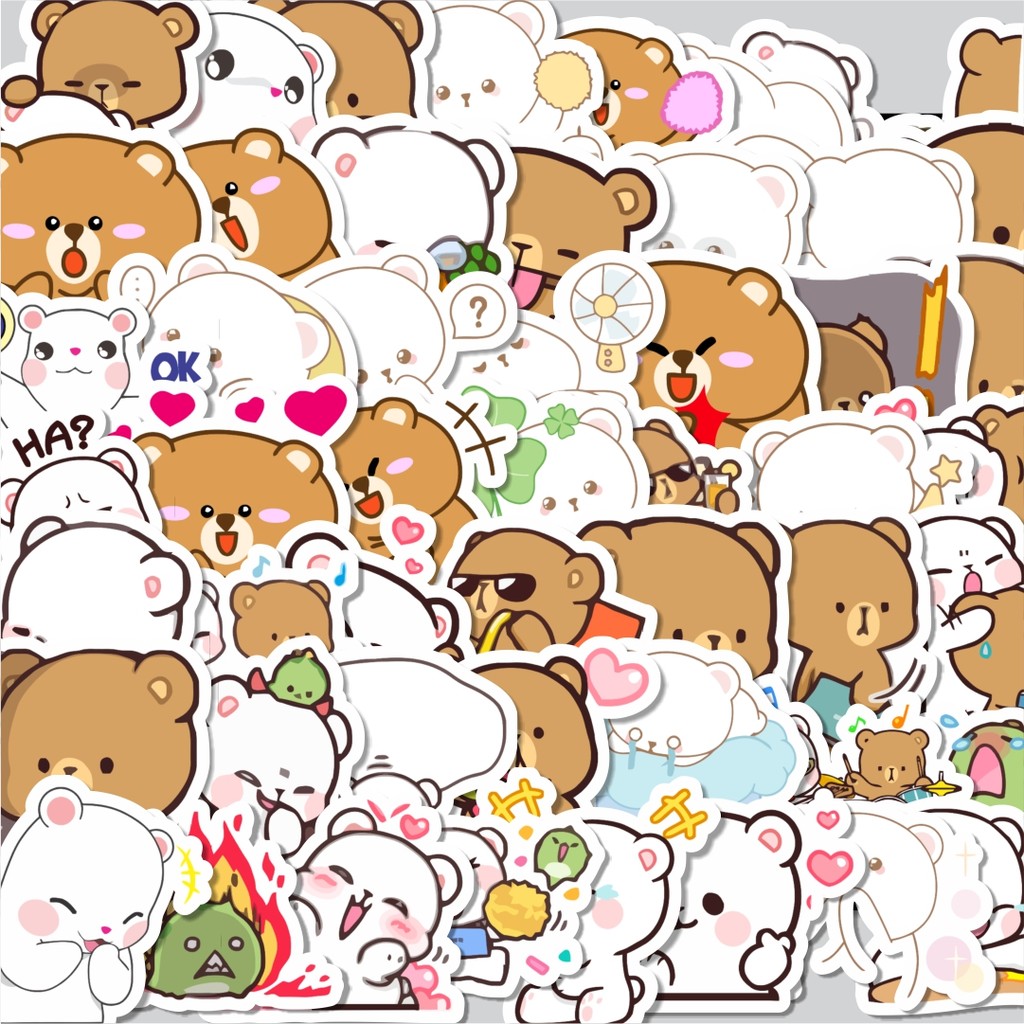 

Stiker Cutting Pack Sticker Kartun Beruang Isi 100Pcs Series Aesthetic Lucu Keren Untuk Koper Bahan Vynil