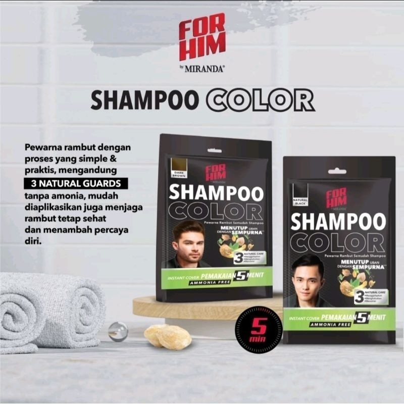 For Him Miranda Shampo Color Sachet 20ml - Pewarna Rambut Semudah Shampo - Semir Shampoo