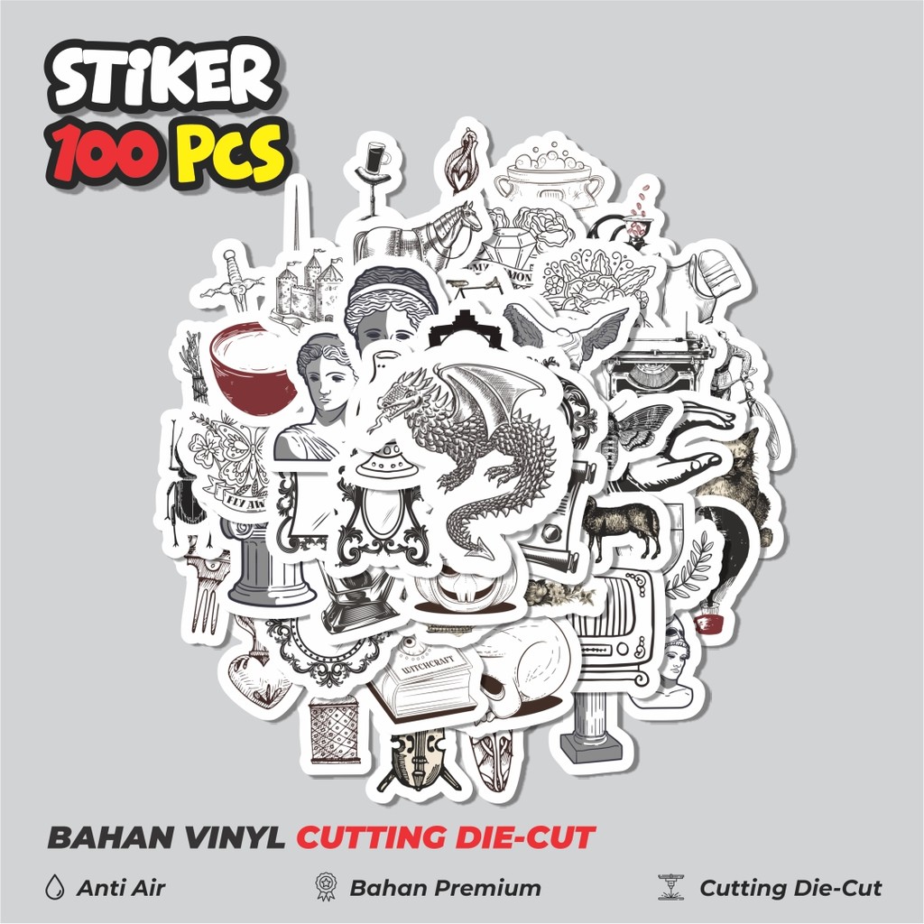

Terbaru! 50 pcs Sticker Retro Medieval B&W Sticker Dekorasi Lucu Kreatif untuk Notebook, Skateboard, HP