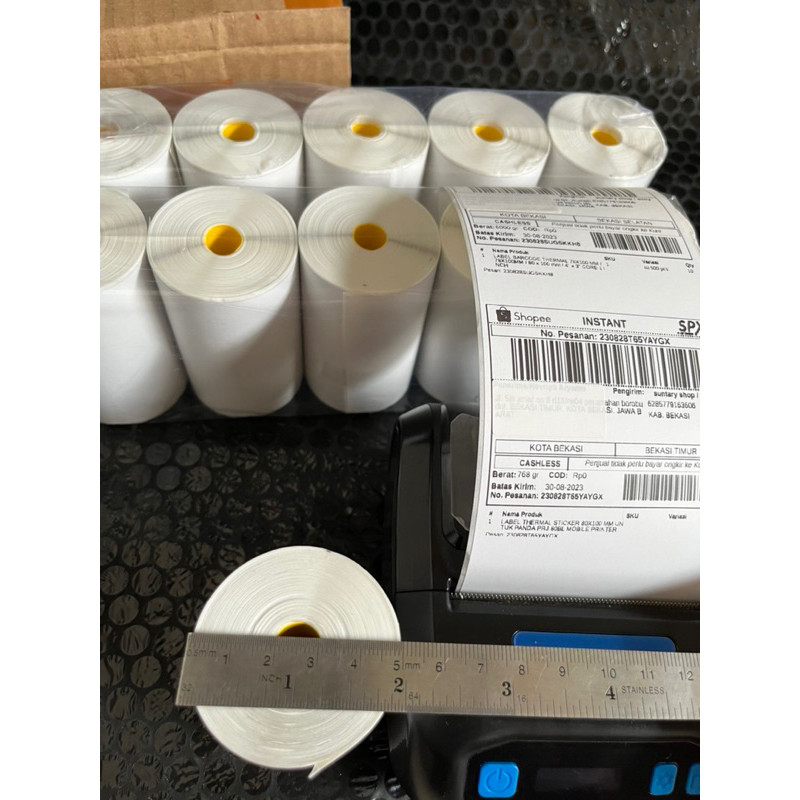 

KAYDEN STORE 10 ROLL Kertas Stiker label thermal Continous 80 x 50 mm/ ±13 m ISI 10 ROLL