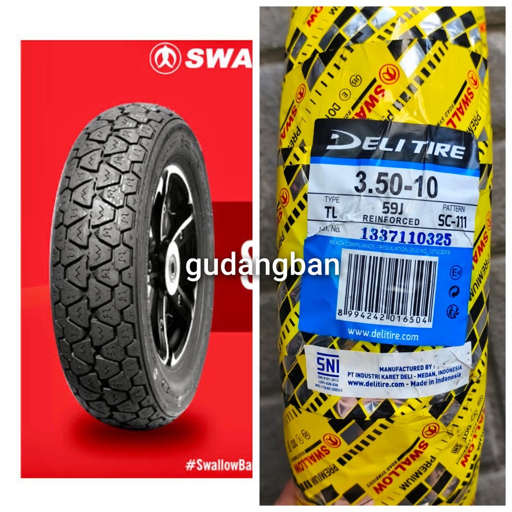 ( SC111 - RING 10 ) 350 - 10 TUBELESS  DELI TIRE SC-111 SC 111 VESPA CLASSIC MOTOR LISTRIK