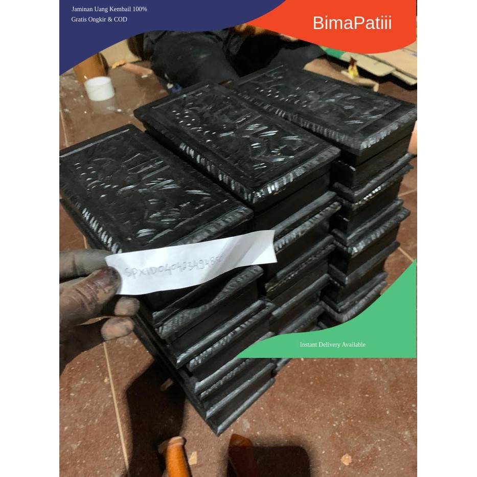 kotak perhiasan  dari kayu mahoni ukir burung ukir alus finishing hitam bk Keris sengkelat majapahit